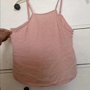 Basic peach high straight neck top